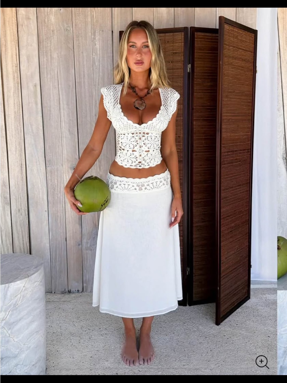 Tiger Mist Sasha Crochet top and midi skirt set nwt - size small